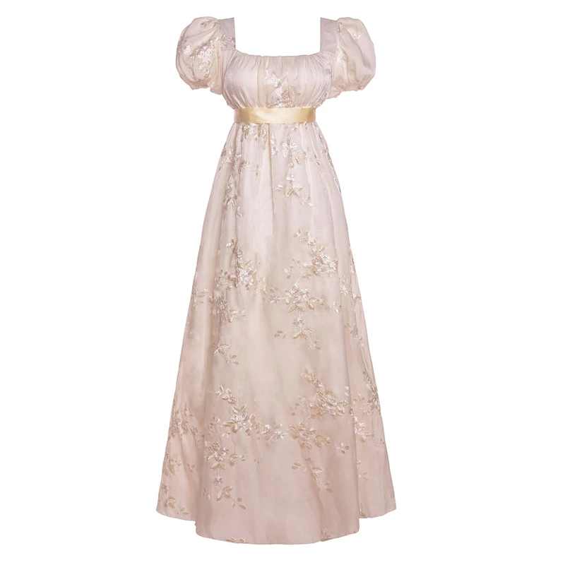 Mikan Tsumiki Regency Dresses for Women Exquisite Embroidery Empire Waist Regency Era Dress Victorian Long Ball Gown XL - Image 1