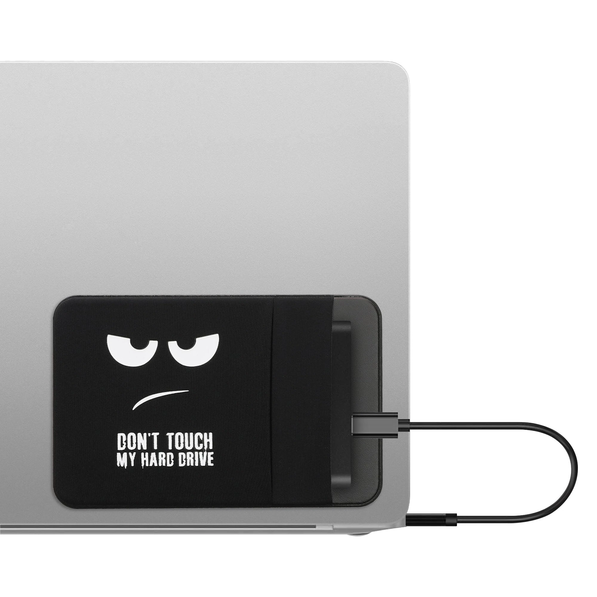 kwmobile Elastane Sleeve Compatible with SanDisk Portable SSD, Samsung T7, Crucial X8, HDD Case - Stretchy Holder for External SSD - 13x8.3cm (5.1x3.3") - Don't touch my Hard Drive