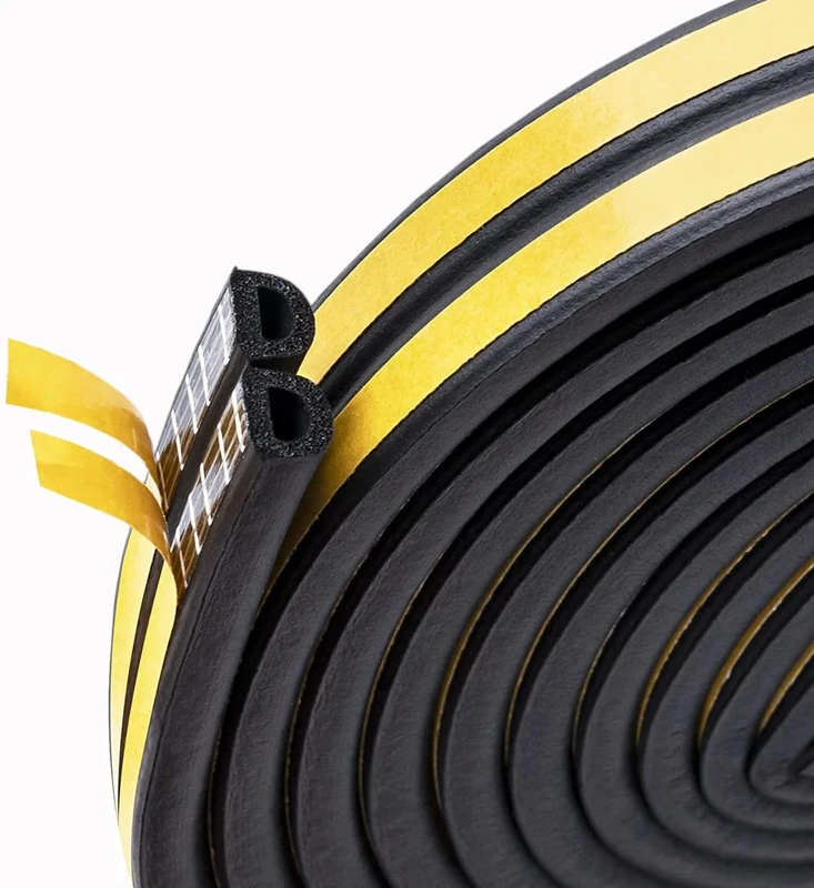 10M Draught Excluder Tape for Door Window, Self-Adhesive Weather Stripping, Sealing Foam Tape Strip Against Cold Draught, Anti-Collision, Soundproof, Waterproof, Dustproof Black
