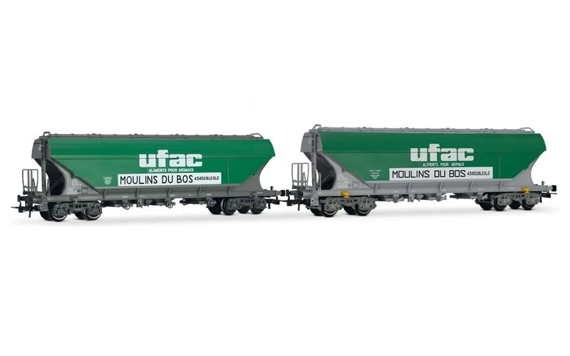 Jouef HJ6281 SNCF, 2-unit pack 4-axle cereal hopper wagons (flat walls) UFAC, ep. IV Freight Wagons