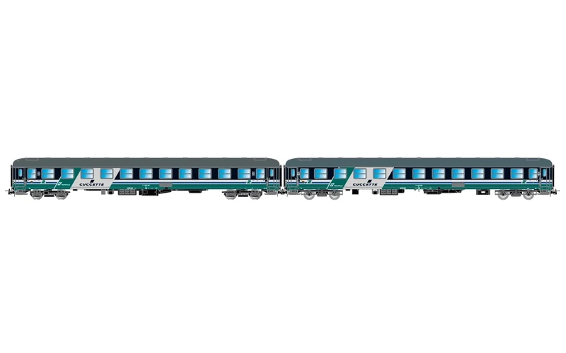 Rivarossi HR4376 FS, 2-unit pack UIC-X couchette coaches type 1968, XMPR livery, ep. V Passenger Coaches, Blue/Grey