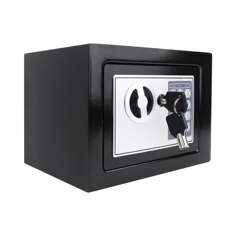 4.6L Solid Steel Safe Heavy Duty Fireproof Waterproof Home Office Money Cash Valuables Box Black