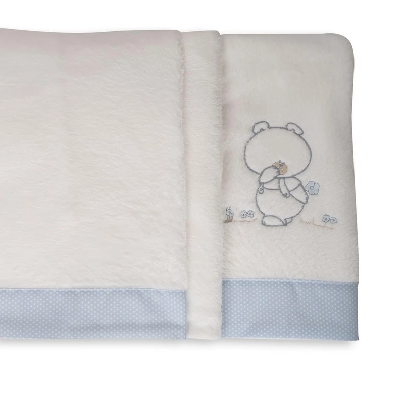 Babyline 100% Coralina Bedding Set for Cots/Beds 70 x 140 cm, Warm, Hypersoft, Hypoallergenic, Includes Fitted Sheet, Top Sheet and Pillow Case (Pepo Celeste)