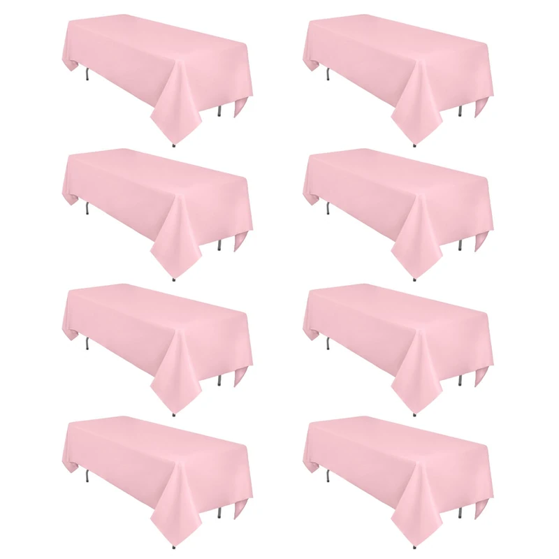 Heneger 8 Pack Pink Tablecloth Rectangle 60 x 126 Inch for 8 Foot Tables