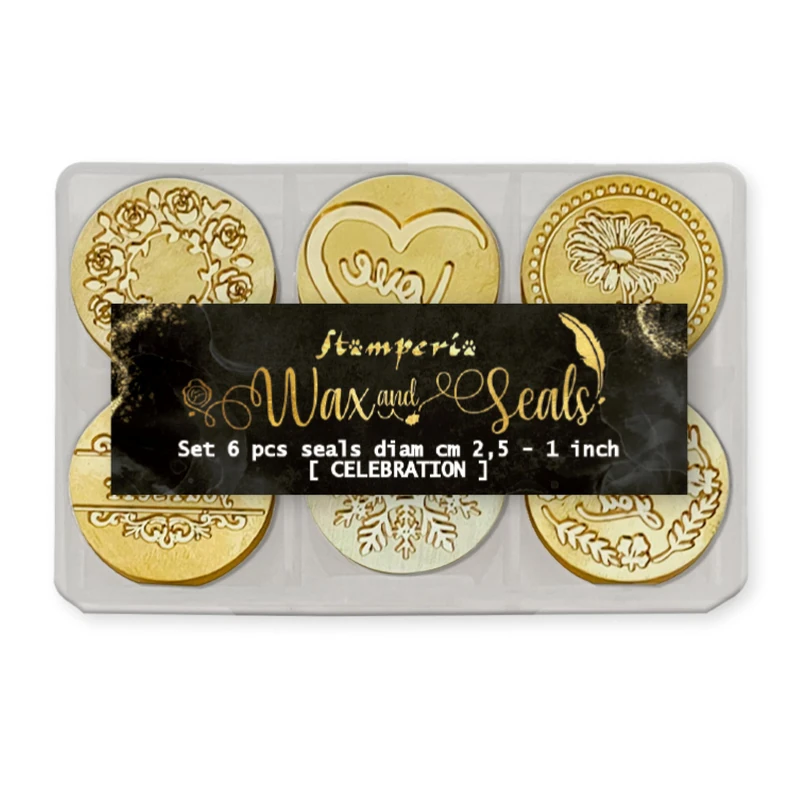 Stamperia WAXSL01 Set of 6 Scrapbooking, Albums, Card Making, Bullet Journalling More, Perfect for Personalised Stamping, Crafts and Gifting (Everyday) (6 Seals), Gold, 2.5 cm