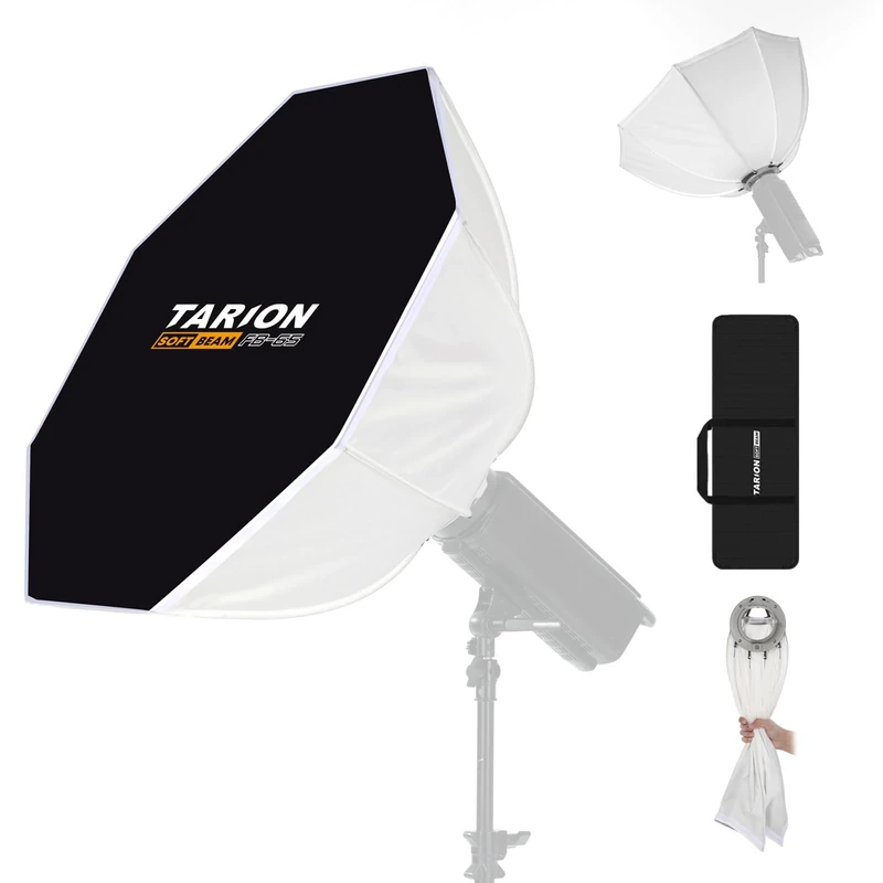TARION Collapsible Softbox with Bowens Mount - 65cm Innovative Reflect-Diffuse Swap Octagon Soft Box with One-Step Setup for Studio Photography Compatible with COB Lights Speedlite FB-65 SOFTBEAM