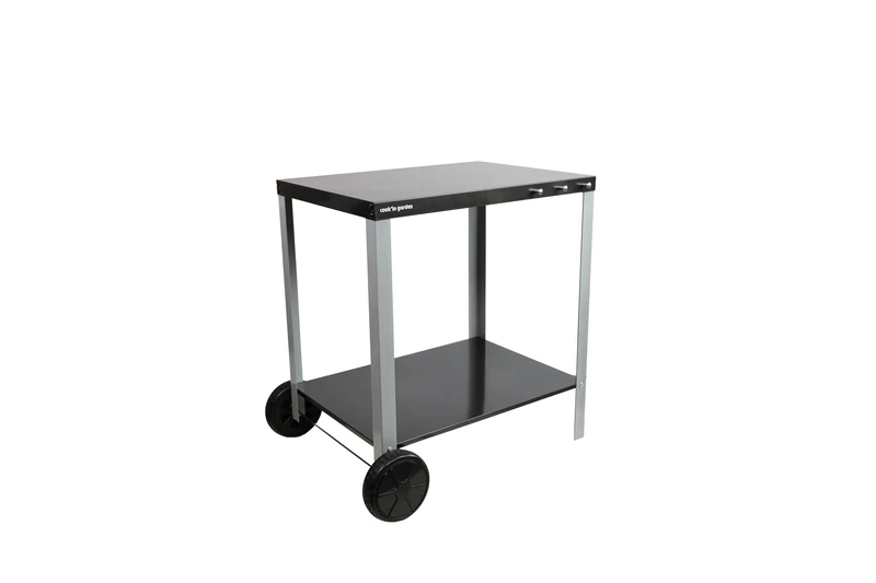 Cook'in Garden - Media 70 Trolley with Mobile Worktop and Reinforced Wheels, Outdoor Furniture Ideal for Garden or Terrace, Ideal Stand for Plancha or Barbecue, Black/Grey