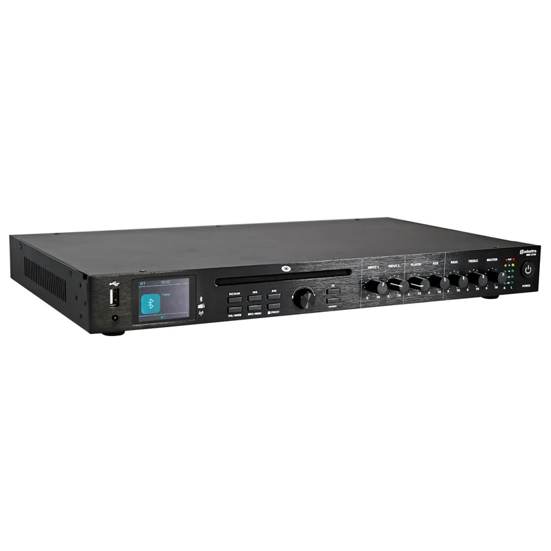 Adastra | RMC-2150 Stereo Mixer-Amplifier with CD Player, USB Audio, DAB+/FM Radio, Bluetooth Streaming, 2x150W Class-D Amplifier, Rack-Mountable (1U) with Mic/Line Inputs, Bass & Treble EQ
