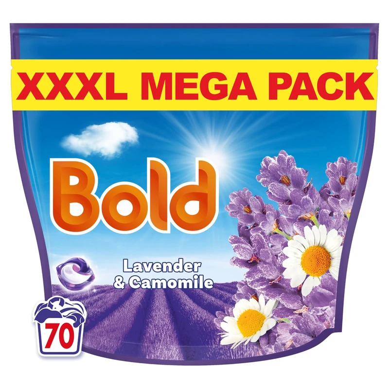 Bold PODS® Washing Liquid Laundry Detergent Capsules 70 Washes, Lavender & Camomile, Outdoor Freshness That Lasts And Lasts, With Built-In Lenor Softener