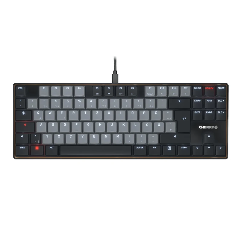 CHERRY KC 500 MX LP TKL, Mechanical Low-Profile Keyboard Without Numpad, German Layout (QWERTZ), Wired (USB-A), MX LP 2.0 IVORY Switches, Black