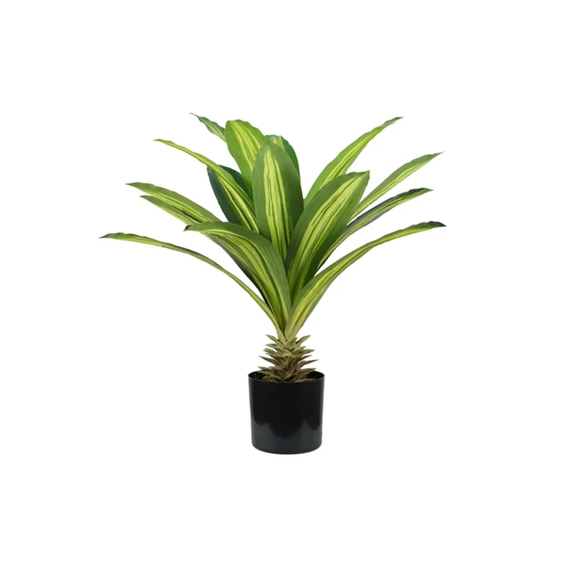 Wintem Artificial Dracaena Plant in Polyethylene 60 cm with 19 Leaves and Vase with Moss, Indoor Decoration - Image 1
