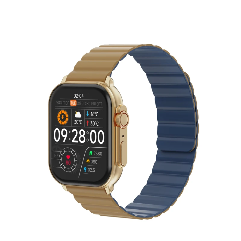 IMIKI FRAME PRO SF1 Men's and Women's Smartwatch – AMOLED Display 2.1 Inches – Bluetooth Connectivity, Magnetic Strap, Blood Oxygen and Heart Rate, Android and iOS, Pink Gold