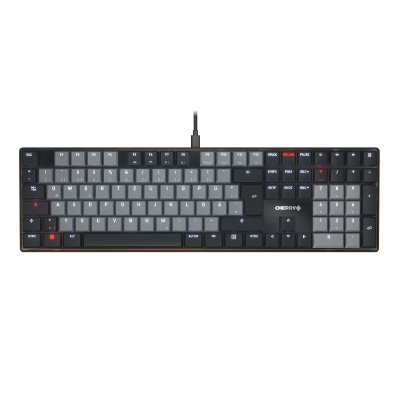 CHERRY KC 500 MX LP, Mechanical Low-Profile Keyboard, German Layout (QWERTZ), Wired (USB-A), White Illumination, MX LP 2.0 IVORY Switches, Black