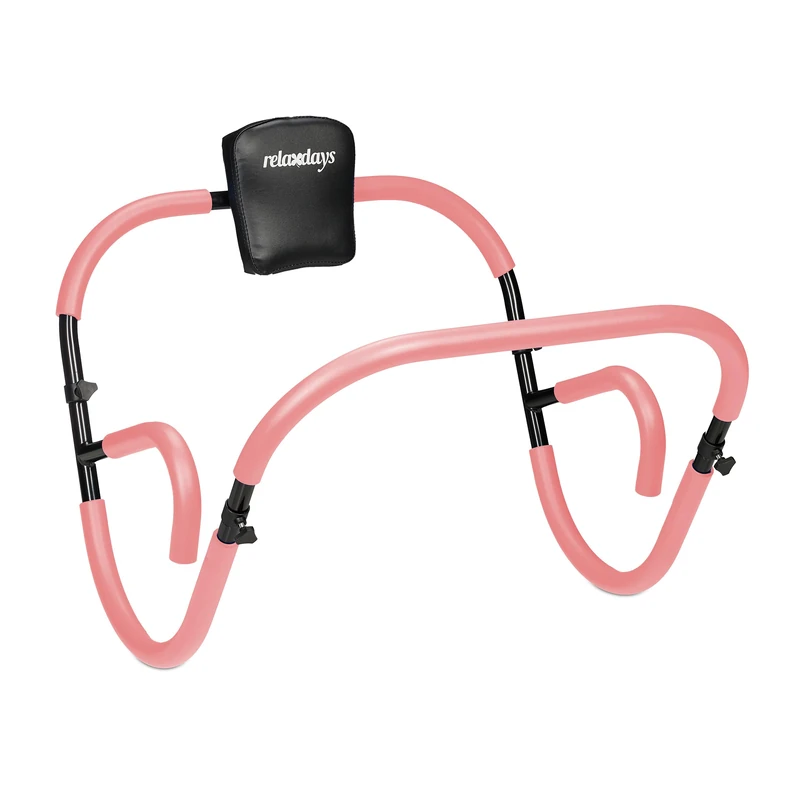 Relaxdays Abdominal Trainer, for Core Muscles, HxWxD: 66 x 71 x 71 cm, Effective Home Abs Workout, Sit-Ups, Pink/Black, Aluminium, Plastic