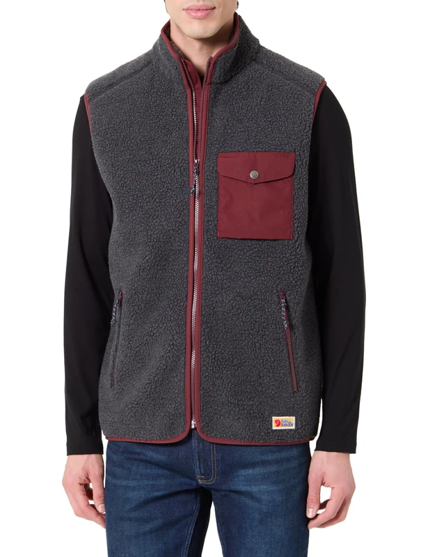 FJALLRAVEN 87073-030-352 Vardag Pile Fleece Vest M Sports vest Men's Dark Grey-Maroon Size M
