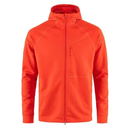 FJALLRAVEN 12600228-214 Abisko Grid Fleece Hoodie M Sweatshirt Men's Flame Orange Size XS