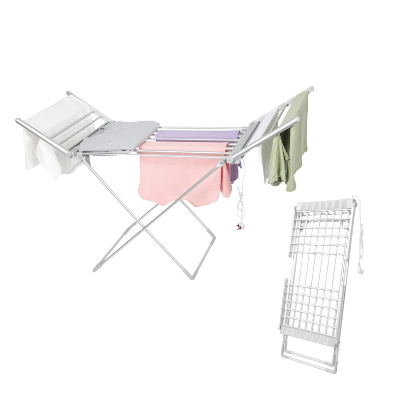 Porodo Electric Heated Indoor Clothes Dryer, 230W, 20×Aluminum Heating Tubes, Wrinkle-Reducing Heat, Portable, For Indoor & Outdoor Use, Flat Foldable Gullwing Design, 15Kg Load Capacity