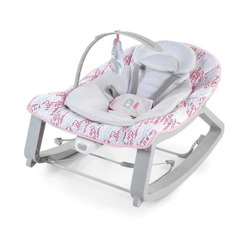 Ingenuity Keep Cozy 3-in-1 Grow with Me Vibrating Baby Bouncer Seat & Infant to Toddler Rocker, Vibrations & Toy Bar, 0-30 Months Up to 18 kgs (Pink Lily)