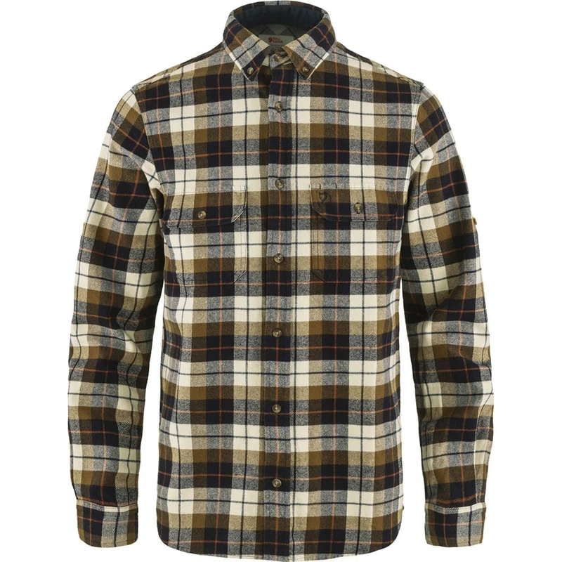FJALLRAVEN Men's Singi Heavy Flannel Shirt M T, White-Dark Navy Chalk, 3XL