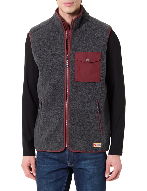 FJALLRAVEN 87073-030-352 Vardag Pile Fleece Vest M Sports vest Men's Dark Grey-Maroon Size XL
