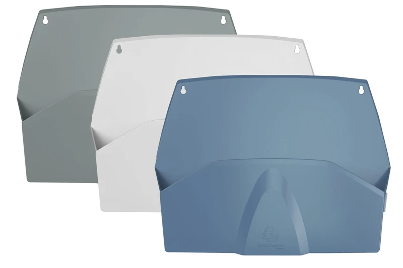 Exacompta - Ref 611303SETD - Set of 3 AUTENTIK Horizontal Wall sorters, A4 Wall displays, Document Holder, Wall Bins - Dimensions: D 43.6 x W 39.6 x H 10.2 cm - Assorted Colors