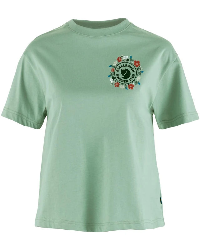 FJALLRAVEN Women's Fjällblomster Logo T-Shirt W, Misty Green, XXS