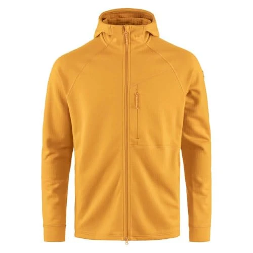 FJALLRAVEN 12600228-161 Abisko Grid Fleece Hoodie M Sweatshirt Men's Mustard Yellow Size XS