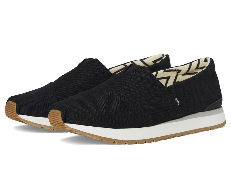 TOMS Women's Resident Plus Sneaker, Black Heritage Canvas, 7 UK