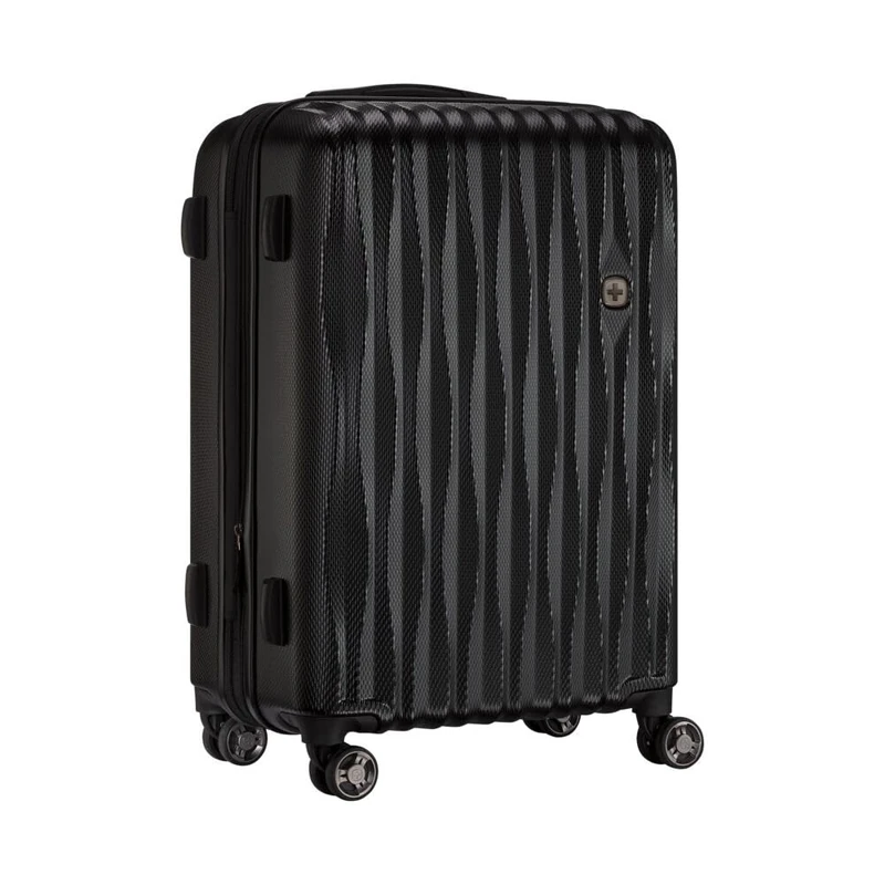 WENGER Energie Medium Hard-Shell Suitcase with 4 Wheels, Trolley, Medium, 65 (75) l, Security Lock, Women Men, Travel Vacation, Black, 653596