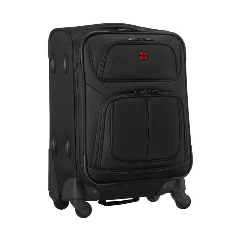 WENGER Sion Carry-On Soft-Shell Suitcase, Hand Luggage, Trolley, 40 (45) l, Expandable, Women Men, Travel Vacation, Black, 653584