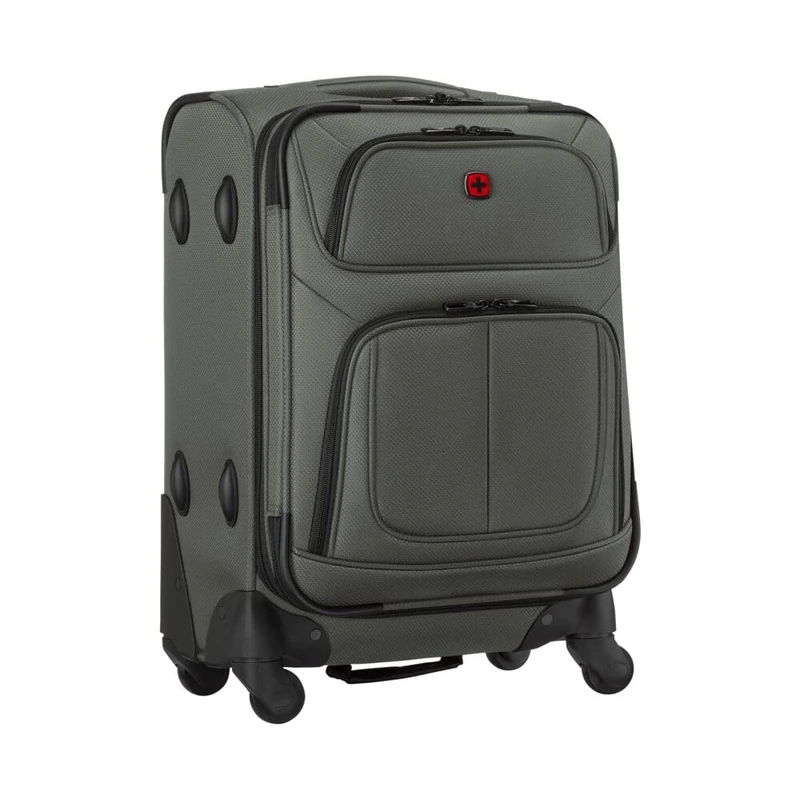 WENGER Sion Carry-On Soft-Shell Suitcase, Hand Luggage, Trolley, 40 (45) l, Expandable, Women Men, Travel Vacation, Gray, 653585