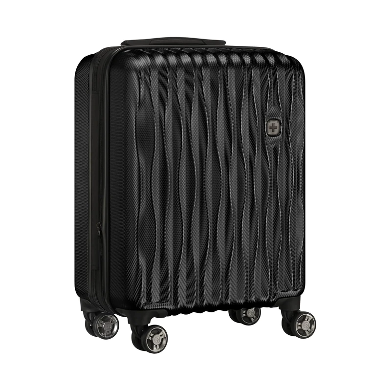 WENGER Energie Carry-On Hard-Shell Suitcase, Hand Luggage, Trolley, 38 (44) l, Security Lock, Women Men, Travel Vacation, Black, 653594