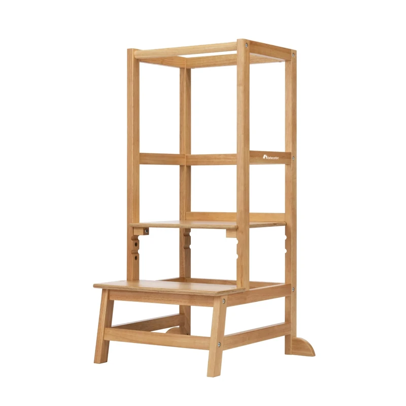 Bebeconfort Nola, Montessori Learning Tower, 1.5 - 6 years (Up to 30kg), 3 Adjustable Heights, Certified Safety, 6.4 kg Lightweight Toddler Step Stool, Long-lasting Design, Easy Assembly, Natural Wood - Image 1