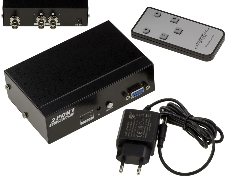 KALEA-INFORMATIQUE Switch SDI 2 Ports, 2 BNC SDI Inputs to One Output. Compatible with SD-SDI/HD-SDI and 3G-SDI 297MB/s, with Remote Control and Control by RS232 COM Port