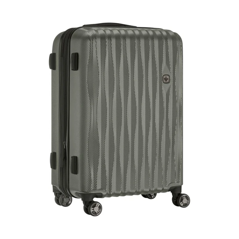 Wenger Energie Medium Hard-Shell Suitcase with 4 Wheels, Trolley, Medium, 65 (75) l, Security Lock, Women Men, Travel Vacation, Gray, 653597
