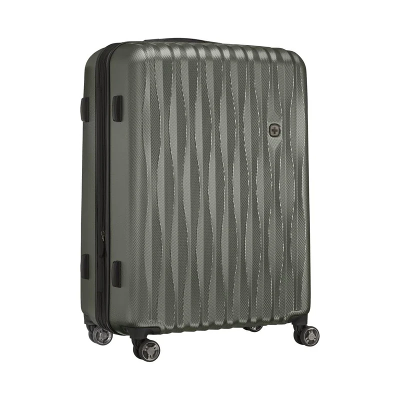 WENGER Energie Large Hard-Shell Suitcase with 4 Wheels, Trolley, Large, 106 (120) l, Security Lock, Women Men, Travel Vacation, Gray, 653599