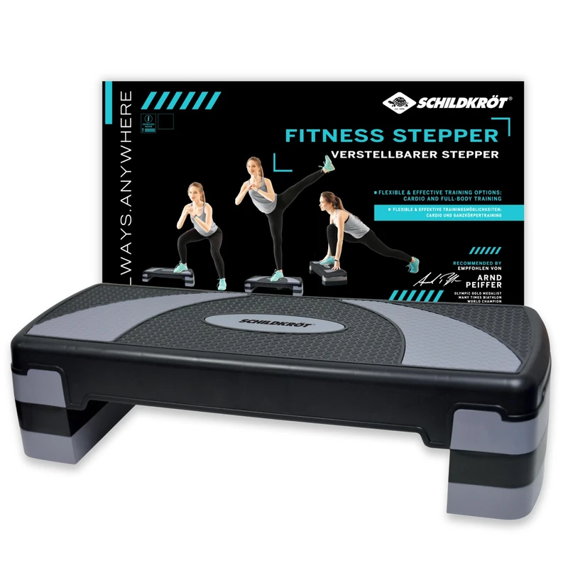 Schildkröt Fitness Stepper - 3-Way Height Adjustable Aerobic Stepping Board for Home - Non-Slip Surface & Rubber Feet - Maximum Load 150 kg
