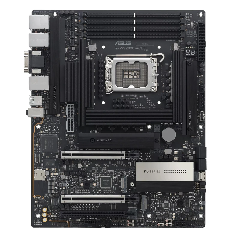 ASUS Pro WS Z890-ACE SE, Intel ATX Motherboard, 16+2+1+2 Power Phases, DDR5 Slot, PCIe 5.0 for New Generation Graphics Cards, 4 M.2 Slots, USB-C Thunderbolt Ports, Black