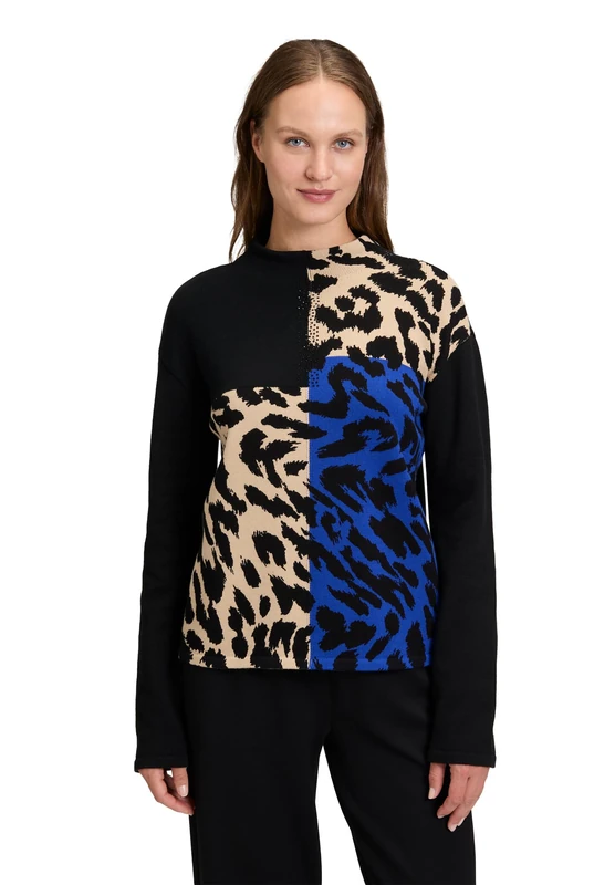 Betty Barclay Women's 5281/1439 Jumper, Patch Black/Blue, 16
