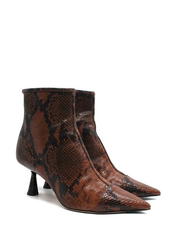 Jimmy Choo Kix Ankle Boots - Brown Snake Print Leather Size 4.5