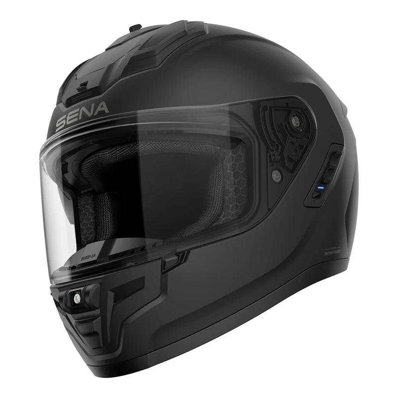 Sena Phantom Full Face Smart Motorcycle Helmet with Integrated Communications, LED Lighting, and 2nd Generation SOUND by Harman Kardon (Matte Black, S)
