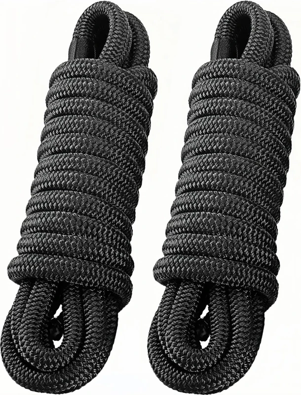 Dock Lines 2 Pack 3/4" x 25' Double Braided Nylon Boat Dock Lines with 15" Eyelet, Easy to Use Boat Rope, Marine-Grade Dock Lines for Boats, Strong Boat Ropes for Docking with Loop, PACTHSD