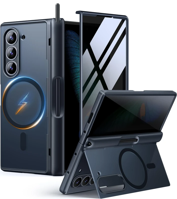 MOBOSI for Z Fold 6 Case with Privacy Screen Protector [Compatible with Magsafe], [Built-in Kickstand&Full Body Hinge Protection] Shockproof Phone Cover for Samsung Galaxy Z Fold6, Black