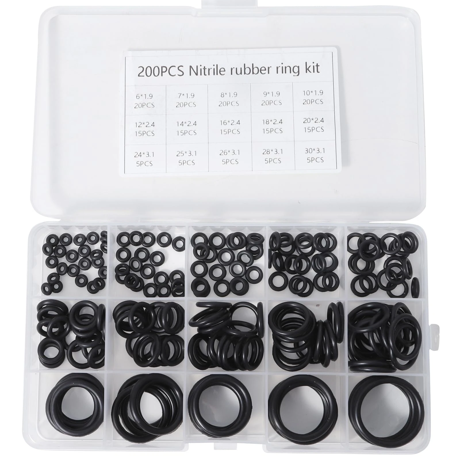NUTTDOO O-ring seals,200pcs O-Rings Gasket kit Rubber Nitrile Washers O Rings Assorted for Mixer Taps, Plumbing, Rubber Spacer Gasket Washers Seal
