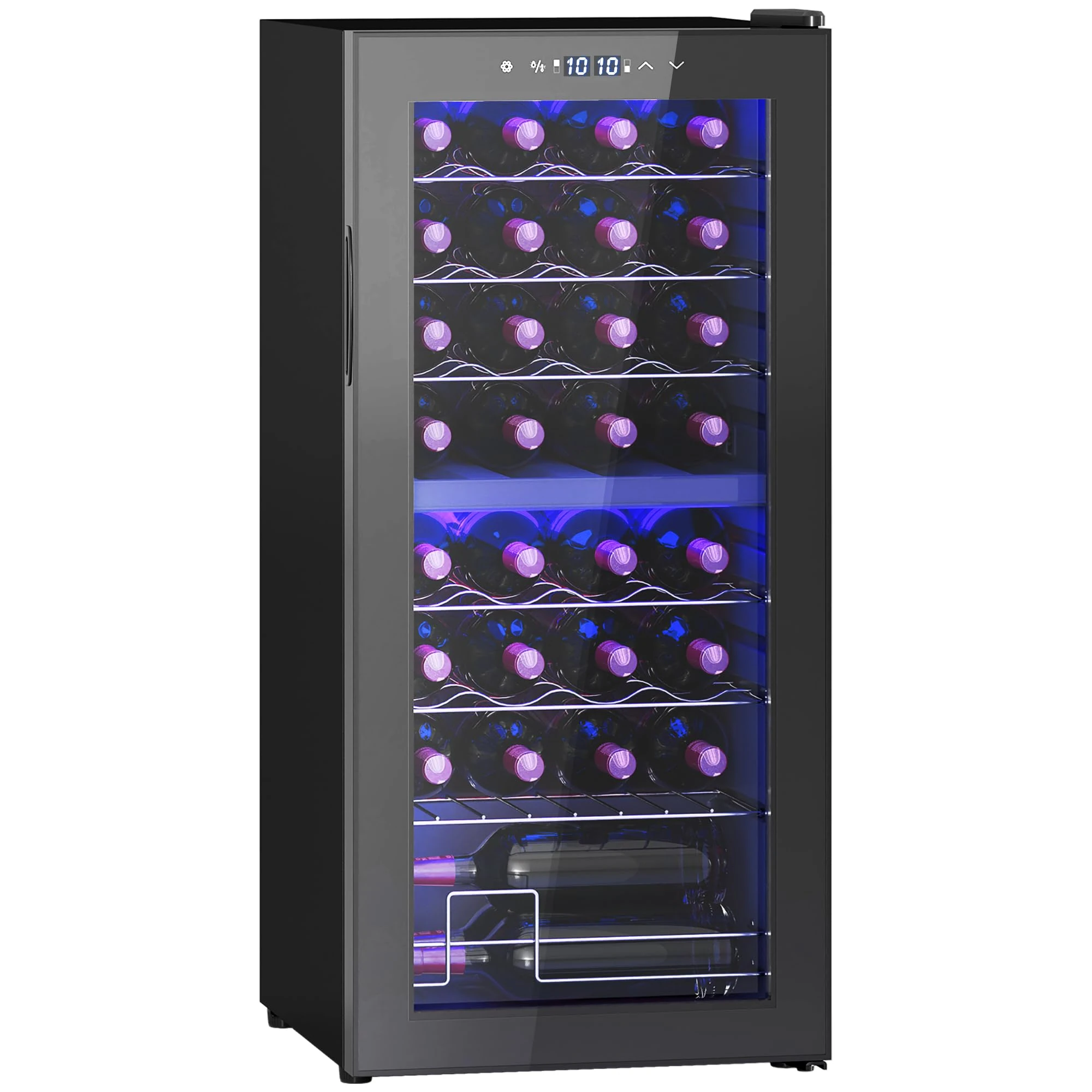 HOMCOM 86L Freestanding Wine Cooler with UV-resistant Tempered Glass Door, 32 Bottles Dual Zone Wine Fridge with Adjustable Temperature Control, Digital Touch Screen, Black