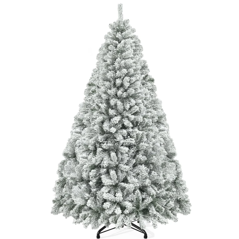 YITAHOME 229 cm Artificial Christmas Tree with Snow, Approx. 1346 Tips Christmas Tree with Folding System Frame & Foldable Metal Stand, Quick Assembly for Home, Office, Shops, 229 x Diameter 115 cm