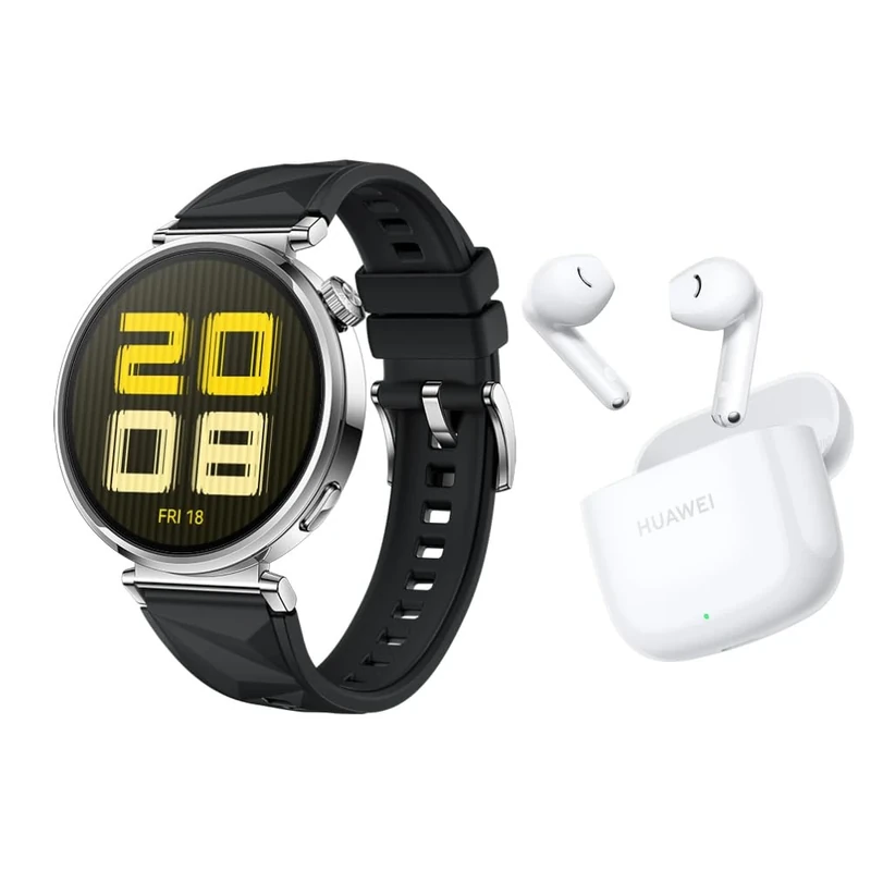 HUAWEI WATCH GT5 41MM Black Fluoroelastomer Strap+FreeBuds SE 2 white