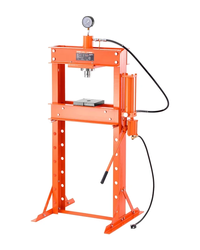 VEVOR ZX0901 Item 30T 30 T H-Frame Pneumatic Shop Plate & Triangular Support, Stable Garage Floor Adjustable Hydraulic Press with Relief Valve, Fit for Bending & Straightening