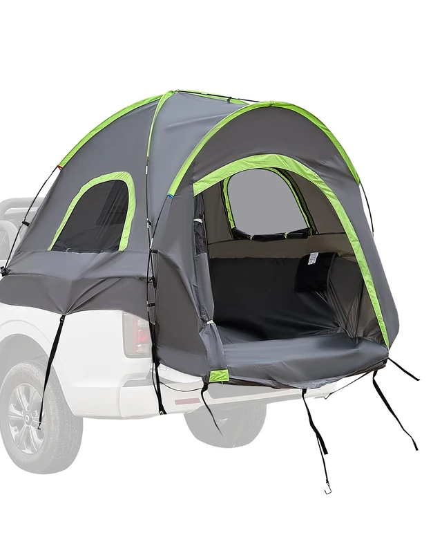 VEVOR Fit 5.0-5.2 ft Camping, Waterproof PU2000mm 2-3 Person Sleeping Tent with Double Layer Design Windows, Sturdy Truck Bed Camper Shell with Storage Bag, 2150 x 1600 x 1600 mm