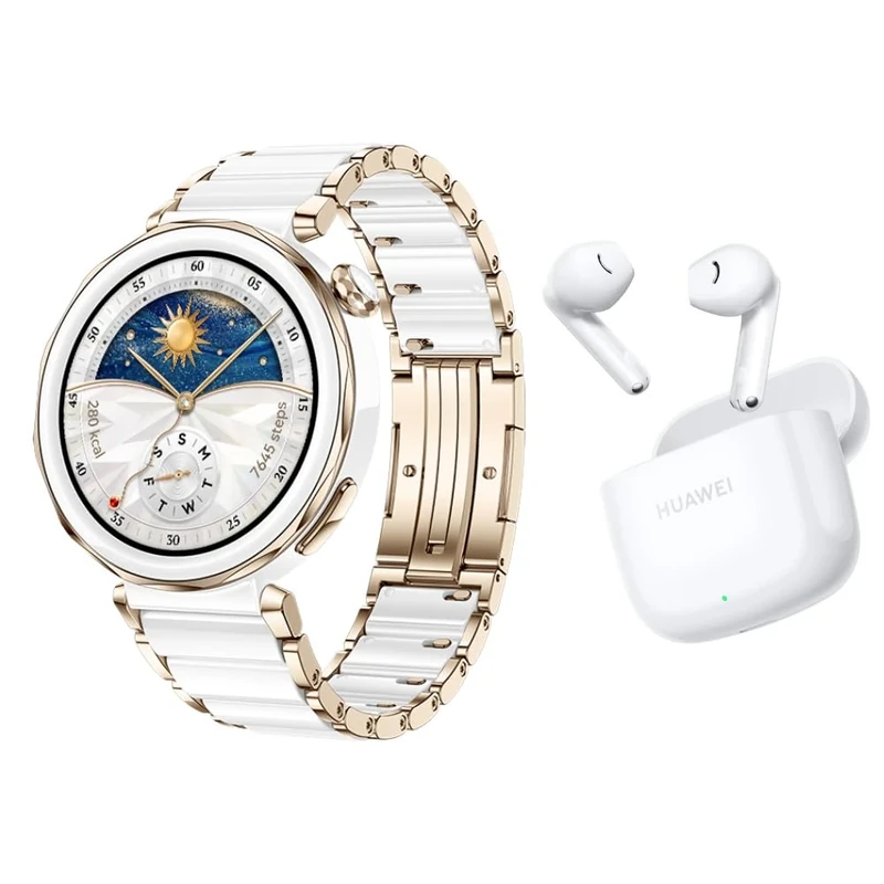 HUAWEI WATCH GT5 Pro 42MM White Ceramic Strap+FreeBuds SE 2 white